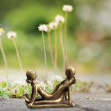 Maxbell Brass People Figurine Crafts Posture Figure Funny for Bedroom Decoration StyleC