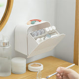 Maxbell Wall Mount Storage Box with 2 Compartments for Cotton Rounds Bathroom White