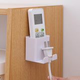 Maxbell Remote Control Storage Boxes Plug Charging Self Adhesive Shelf for Home white