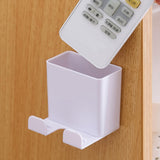 Maxbell Remote Control Storage Boxes Plug Charging Self Adhesive Shelf for Home white