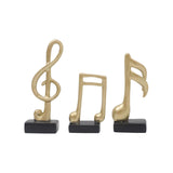 Maxbell 3Pcs Creative Music Symbol Ornament Resin Sculpture for Office Souvenirs Gold