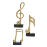 Maxbell 3Pcs Creative Music Symbol Ornament Resin Sculpture for Office Souvenirs Gold