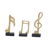 Maxbell 3Pcs Creative Music Symbol Ornament Resin Sculpture for Office Souvenirs Gold