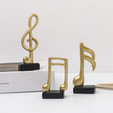Maxbell 3Pcs Creative Music Symbol Ornament Resin Sculpture for Office Souvenirs Gold