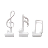 Maxbell 3Pcs Creative Music Symbol Ornament Resin Sculpture for Office Souvenirs White