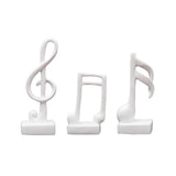 Maxbell 3Pcs Creative Music Symbol Ornament Resin Sculpture for Office Souvenirs White