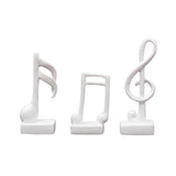 Maxbell 3Pcs Creative Music Symbol Ornament Resin Sculpture for Office Souvenirs White