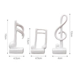 Maxbell 3Pcs Creative Music Symbol Ornament Resin Sculpture for Office Souvenirs White