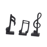Maxbell 3Pcs Creative Music Symbol Ornament Resin Sculpture for Office Souvenirs Black