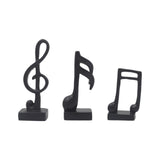 Maxbell 3Pcs Creative Music Symbol Ornament Resin Sculpture for Office Souvenirs Black