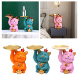 Maxbell Modern Cat Sculpture with Tray Crafts Home Decor Desk Sundries Storage Orange