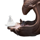 Maxbell Zen Backflow Incense Burner Censer Fish Statue for Office Living Room Study Seat