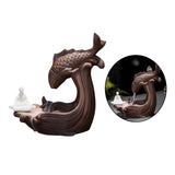 Maxbell Zen Backflow Incense Burner Censer Fish Statue for Office Living Room Study Seat