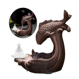 Maxbell Zen Backflow Incense Burner Censer Fish Statue for Office Living Room Study Seat