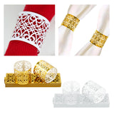 Maxbell 20x Napkin Holder Hollow Paper Napkin Ring for Holiday Ornament Party Favor Gold