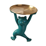 Maxbell Resin Cat Figure with Tray Animal Crafts for Party Bar Bedroom Green
