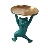 Maxbell Resin Cat Figure with Tray Animal Crafts for Party Bar Bedroom Green