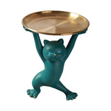 Maxbell Resin Cat Figure with Tray Animal Crafts for Party Bar Bedroom Green