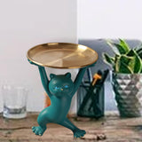 Maxbell Resin Cat Figure with Tray Animal Crafts for Party Bar Bedroom Green