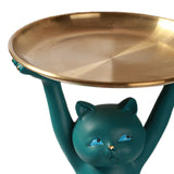 Maxbell Resin Cat Figure with Tray Animal Crafts for Party Bar Bedroom Green
