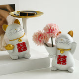 Maxbell Cat Holding Flower Statue Creative Vase for Home Decoration Pink Flower