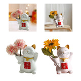 Maxbell Cat Holding Flower Statue Creative Vase for Home Decoration Pink Flower