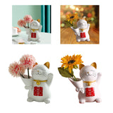 Maxbell Cat Holding Flower Statue Creative Vase for Home Decoration Pink Flower