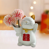 Maxbell Cat Holding Flower Statue Creative Vase for Home Decoration Pink Flower