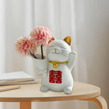 Maxbell Cat Holding Flower Statue Creative Vase for Home Decoration Pink Flower