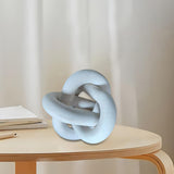 Maxbell Boho Wood Chain Link Knot Sculpture Crafts Party Cabinet Living Room White