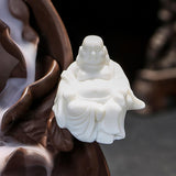 Maxbell Zen Backflow Incense Holder Lucky Ornament for Living Room Ornament Decor Lucky Maitreya