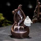 Maxbell Zen Backflow Incense Holder Lucky Ornament for Living Room Ornament Decor Lucky Maitreya