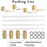 Maxbell 4x Wine Bottle Torch Wicks Kit Torches Lights Outdoor Garden Brass Caps