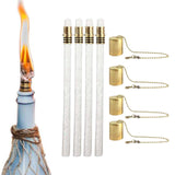 Maxbell 4x Wine Bottle Torch Wicks Kit Torches Lights Outdoor Garden Brass Caps