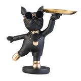 Maxbell Desktop Polyresin Dog Storage Holding Tray Ornaments Snack Holder Black