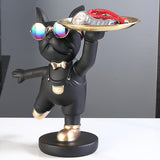 Maxbell Desktop Polyresin Dog Storage Holding Tray Ornaments Snack Holder Black