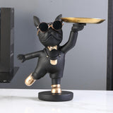 Maxbell Desktop Polyresin Dog Storage Holding Tray Ornaments Snack Holder Black