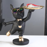 Maxbell Desktop Polyresin Dog Storage Holding Tray Ornaments Snack Holder Black