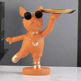 Maxbell Desktop Polyresin Dog Storage Holding Tray Ornaments Snack Holder Orange