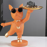 Maxbell Desktop Polyresin Dog Storage Holding Tray Ornaments Snack Holder Orange