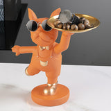 Maxbell Desktop Polyresin Dog Storage Holding Tray Ornaments Snack Holder Orange