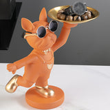 Maxbell Desktop Polyresin Dog Storage Holding Tray Ornaments Snack Holder Orange