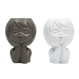 Maxbell Modern Flower Vase Planters Flower Pot Wedding Kitchen Human Head Statues Gray