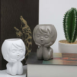 Maxbell Modern Flower Vase Planters Flower Pot Wedding Kitchen Human Head Statues Gray