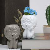 Maxbell Modern Flower Vase Planters Flower Pot Wedding Kitchen Human Head Statues Gray