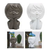 Maxbell Modern Flower Vase Planters Flower Pot Wedding Kitchen Human Head Statues Gray