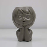 Maxbell Modern Flower Vase Planters Flower Pot Wedding Kitchen Human Head Statues Gray