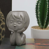Maxbell Modern Flower Vase Planters Flower Pot Wedding Kitchen Human Head Statues Gray