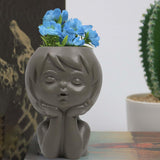 Maxbell Modern Flower Vase Planters Flower Pot Wedding Kitchen Human Head Statues Gray