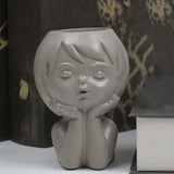 Maxbell Modern Flower Vase Planters Flower Pot Wedding Kitchen Human Head Statues Gray